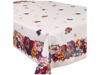 Клеенка-скатерть Fiesta, на тканевой основе, ПВХ, 1,20×1,50м, дизайн летний букет (цена за рулон)