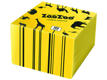 Салфетки бумажные ZooZoo столовые, однослойные 24х23см желтые (цена за упаковку 100шт)