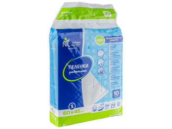 Пеленки впитывающие одноразовые универс. Normal clinic S с водонепрониц. слоем 60x45см 10шт PNC011