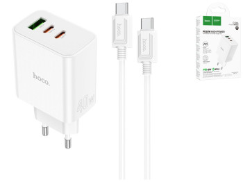 Сетевое зарядное устройство Hoco C126A Pure PD+QC 40W(2C1A) Type C to Type C Цвет Белый