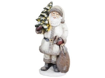 Новогодняя фигура Санта с Елкой c подсветкой LED, 80см, цвет - серый