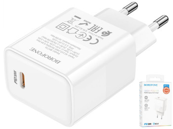 Мережевий Зарядний Пристрій Borofone BA77A Insightful PD/QC 30W Бiлий