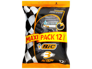 Станок одноразовый для бритья Bic 3 Action 3 лезвия (цена за набор 12шт)