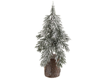 Ёлка декоративная заснеженная на деревянном пеньке, 15х15х25см