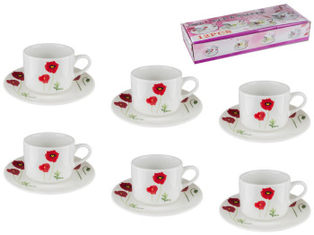 Набор чайный 12 предметов Мак (чашки по 175мл, блюдца D15см) на 6 персон
