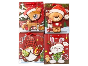 Пакет новогодний бумажный Christmas animal L, 39x30x12см 