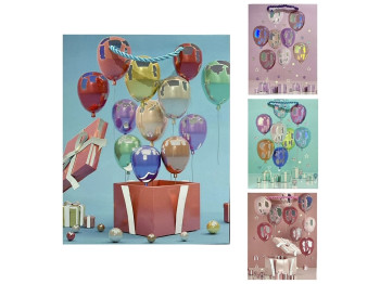 Пакет подарочный бумажный M Ballons, 26x32x12см