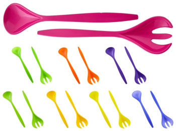 Ложка и вилка для салата 26х6,5х2см (цвета ассорти) (цена за набор 2 предмета) 167097