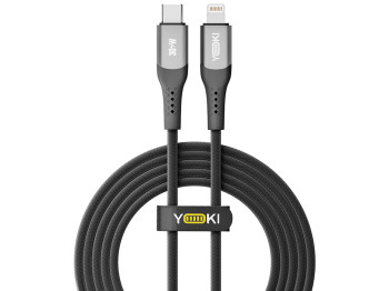 Кабель Yoki Solid, Type-C — Lightning, 30Вт, 2м, Черный