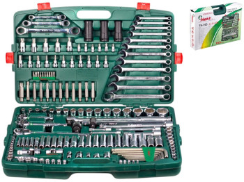 Набор инструмента Hans, 163 предмета, 1/4", 3/8", 1/2" (6 граней), пластик, металл, 560×395×95мм