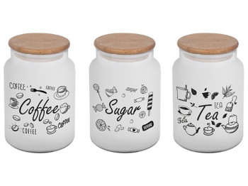 Банка Herevin Ice Colour Tea-Coffee-Sugar з дерев.кришкою, 890мл, 8690069399652