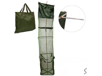 Садок рыболовный с колышком в чехле, нейлон, 45×200см, цвет зеленый