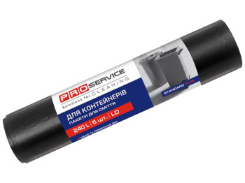 Пакети для сміття Pro service Standard plus, 240л, 5шт, 120х140см, чорний LD