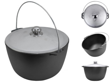 Казан туристический чугунный с алюминиевой крышкой Brizoll, 10л, Туризм, KT10-4