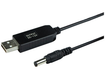 Кабель USB to DC для роутера с 5v на 12v 0.6A 5.5 х 2.1 mm Цвет Черный