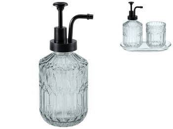 Дозатор Bathlux для рідкого мила, скло, 20.5x8 см, колір сіро-блакитний (ціна за 1 предмет)