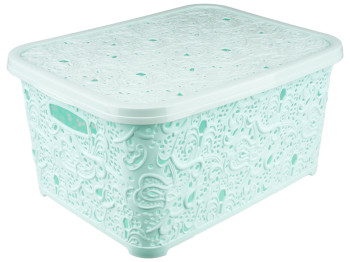 Корзина с крышкой Ажур (цвет - бирюзовый) 28л Efe plastics