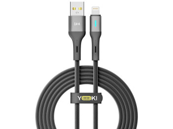 Кабель Yoki Led, USB-A — Lightning, 2,4A, 2м, Черный
