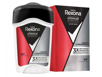 Антиперспирант-крем мужской Rexona Clinical Protection Защита и уверенность 45г