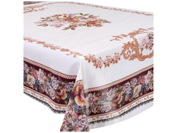 Клеенка-скатерть Fiesta, на тканевой основе, ПВХ, 1,20×1,50м, дизайн цветочная кайма (цена за рулон)