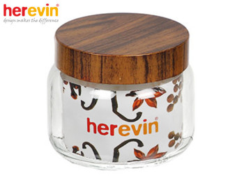 Банка скляна Herevin "Woody" з пластиковою кришкою 425мл 14114