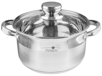 Кастрюля Stenson Classico с крышкой, все типы плит, капсульное дно, нерж.сталь D20см, 3,6л