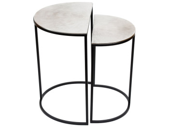 Набор столиков полукруглой формы, 49см и 55см, цвет – серебро с черным (цена за набор 2шт)