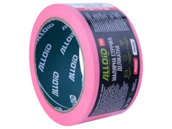 Лента малярная Alloid Pro, деликатная, рисовая, 48 мм х 40 м, 100 мкм, цвет розовый