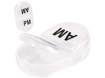 Таблетница Мини, 2р/день, 2 отделения, пластик, 6,7×4,5×2см, цвет прозрачный (цена за 2шт)