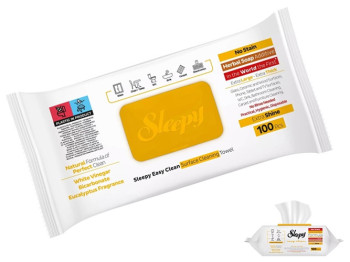 Салфетки влажные для уборки Sleepy Easy Clean, с экстрактом эвкалипта, с клапаном, 30х9х13см, 100шт