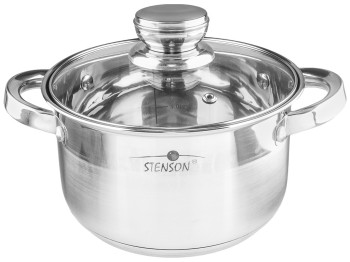 Кастрюля Stenson Classico с крышкой, все типы плит, капсульное дно, нерж.сталь D18см, 2,6л
