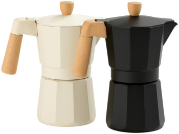 Кавоварка гейзерна Alice Coffee, з ручкою, на 6 чашок, алюміній, дерево, 19,8×8,8см (ціна за 1шт)