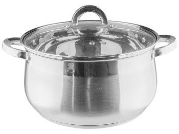 Кастрюля Stenson Belly с крышкой, все типы плит, капсульное дно, нержавеющая сталь D26см, 7,6л