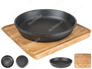 Сковорода чугунная порционная восьмиугольная с подставкой Brizoll 25х22х6см H2040-D
