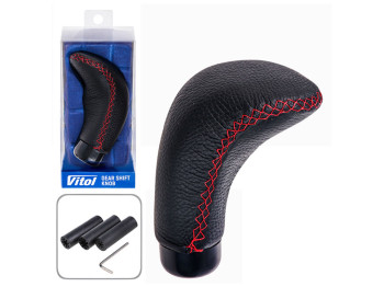 Ручка КПП Vitol декоративна, чорно-червона, з ергономічним виступом, універсальна (F 250133)