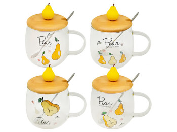 Чашка з бамбуковою кришкою та ложкою Pear, 500мл