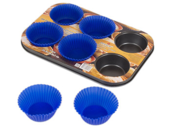 Форма Stenson металева для випічки кексів з силіконовими формочками (6 шт на аркуші)