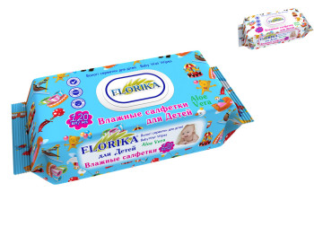 Влажные салфетки детские Florica "Алое вера" 120шт с клапаном