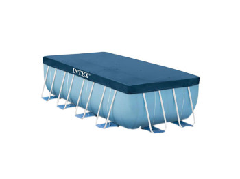 Тент-чехол Intex 28037 для прямоугольного бассейна, 400×200см, ПВХ, с дренажом и фиксацией, синий