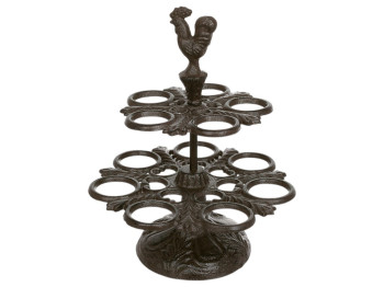 Подставка для яиц двухярусная, 12 держателей, чугун, 19×19×24см, цвет коричневый