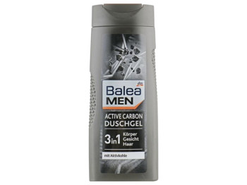 Гель Balea Men 3в1 Carbon для душа и волос, с активированным углём, 300 мл 49588