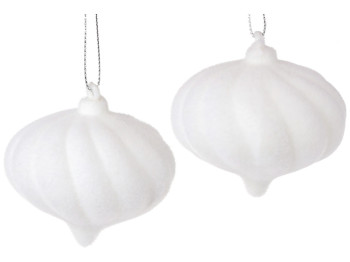 Набор ёлочных украшений 6,5см, цвет - белый велюр (цена за набор 2шт)