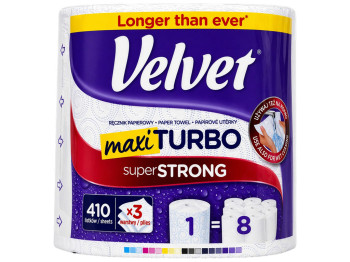 Полотенца бумажные Velvet Maxi Turbo Super Strong, 3 слоя, 1 рулон