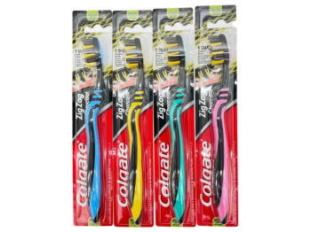 Зубна щітка Colgate Zig Zag, середня жорсткість, деревне вугілля, чорна (ціна за 1 шт)