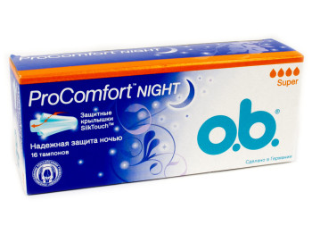 Тампоны O.b. "Pro Comfort Night Super" 4капли 16шт 