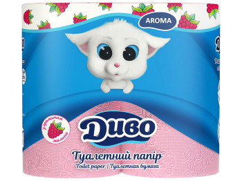 Папір туалетний Диво Арома двошаровий, рожевий, на гільзі (ціна за 4 рулони)