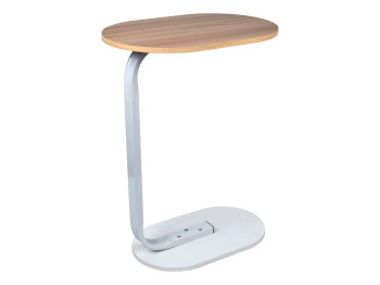 Стол журнальный приставной металлический, светлый дуб, 59×31×55см