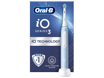Зубна щітка електрична Oral-B iO 3, акумулятор, 3 режими, пластик, нейлон, колір блакитний