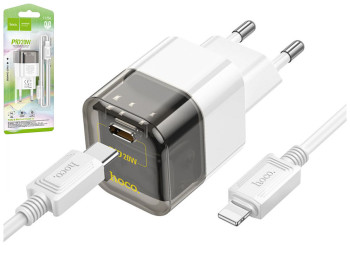 Сетевое Зарядное Устройство Hoco C125A Transparent PD20W/QC Type-C to Lightning Цвет Прозрачный черн