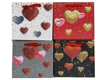 Пакет новорічний паперовий SS Hearts, 14,5x15x6см